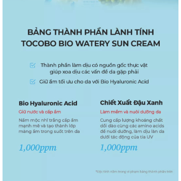 Sữa Chống Nắng Dưỡng Ẩm Tocobo Bio Watery Sun Cream SPF50+ PA++++ – 50ml - Image 2