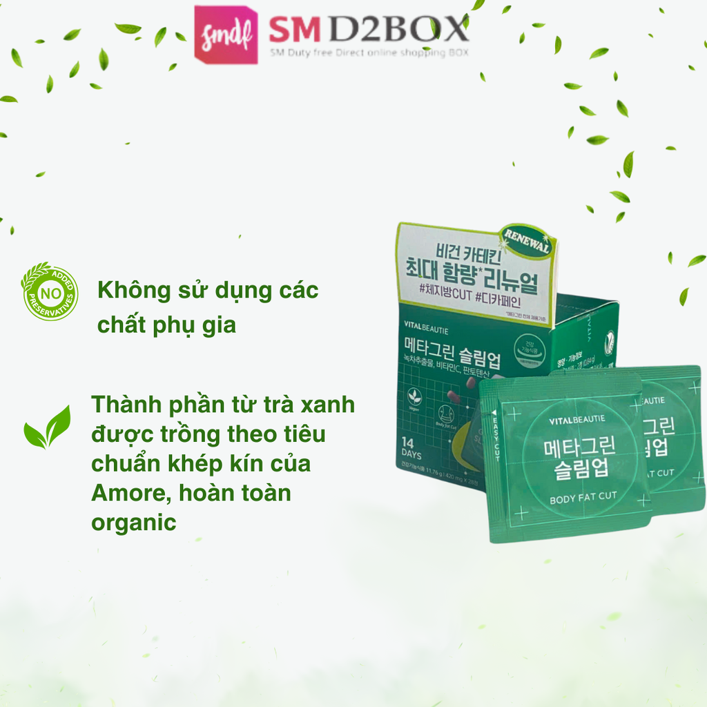 Viên giảm cân Vital Beautie Body Fat Control Meta Green Slim Up Trà Xanh - Image 2