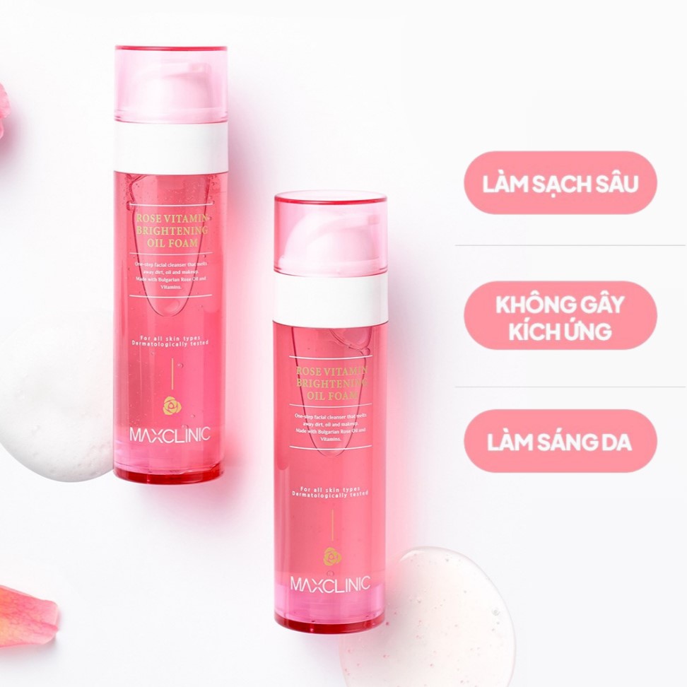 Dầu Rửa Mặt Tạo Bọt Làm Sáng Da Maxclinic Rose Vitamin Brightening Oil Foam Cleaser 110gr - Image 1