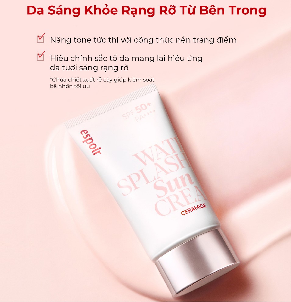 Kem Chống Nắng Espoir Water Splash Sun Cream Cica Tone Up/ Ceramide/ Fresh Cica SPF50+ PA++++ - Image 1