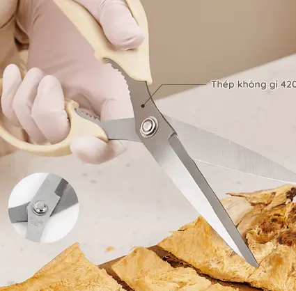 Kéo Nhà Bếp Đa Năng Bằng Thép Không Gỉ Cao Cấp Le Made, Kéo Cắt Thực Phẩm, Đồ Ăn Dặm Cho Bé