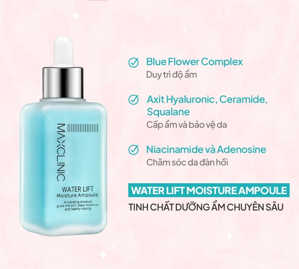 Tinh Chất Dưỡng Ẩm Cấp Nước Maxclinic Water Lift Moisture Ampoule 100ml