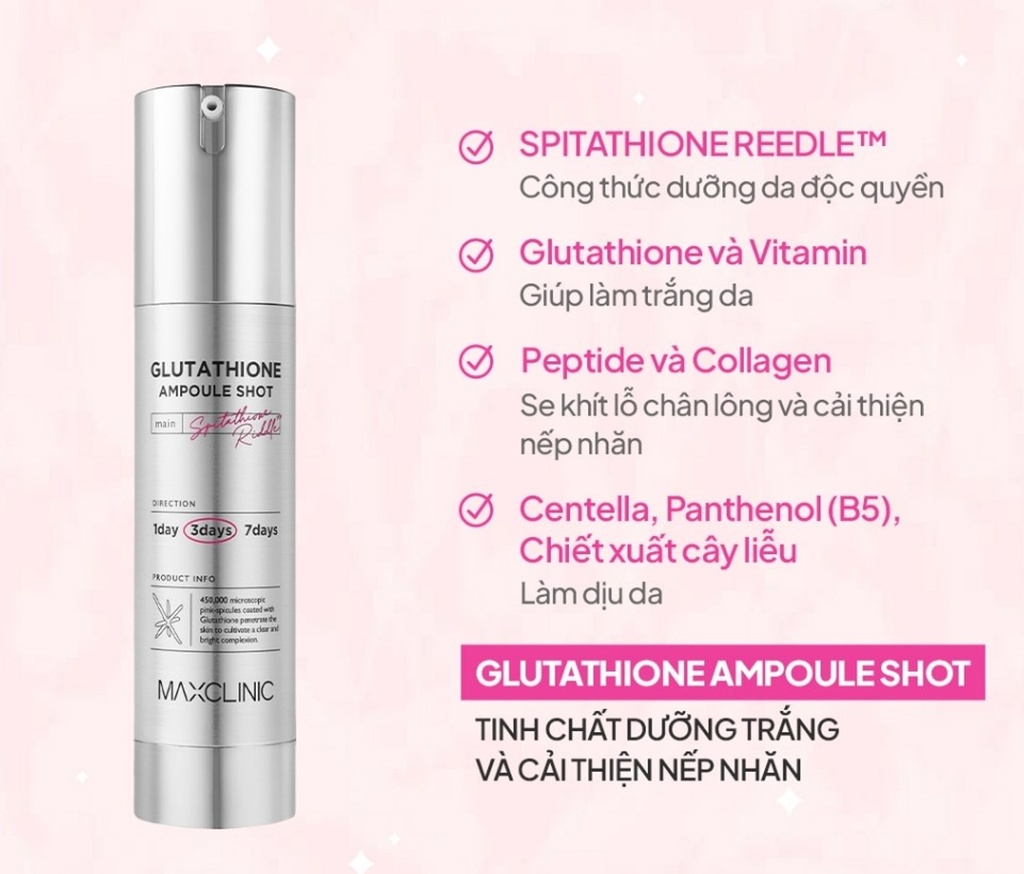 Tinh Chất Dưỡng Trắng Và Cải Thiện Nếp Nhăn Maxclinic Glutathione Ampoule Shot 50ml