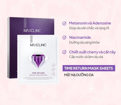 [P00000KO] Mặt Nạ Dưỡng Da Maxclinic Time Return Melatonin Cream Mask Sheets Hộp 4 Miếng