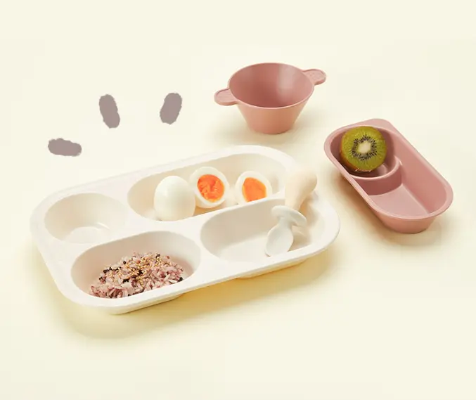 Bộ Khay Ăn Dặm Ecozen Firgi Hàn Quốc 3 Chi Tiết Có Đế Hít Chống Đổ Có Thể Tháo Rời Tiện Lợi