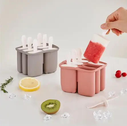 Bộ Khuôn Làm Kem Silicone Firgi Hàn Quốc Hình Động Vật Dễ Thương, Khuôn Kẹo, Khay Đá (Kèm Que)